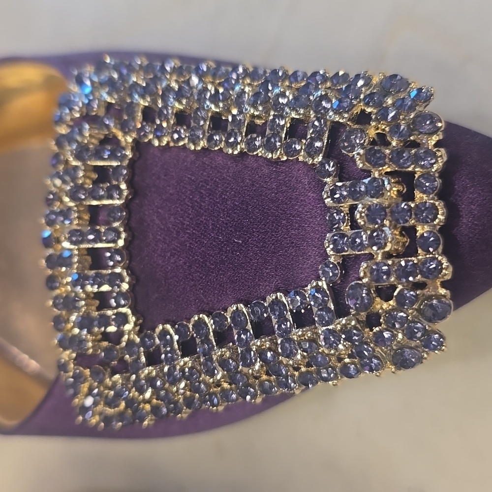 Badgley Mischka Satin Crystal Slingbacks (Purple) - Picture 5 of 8